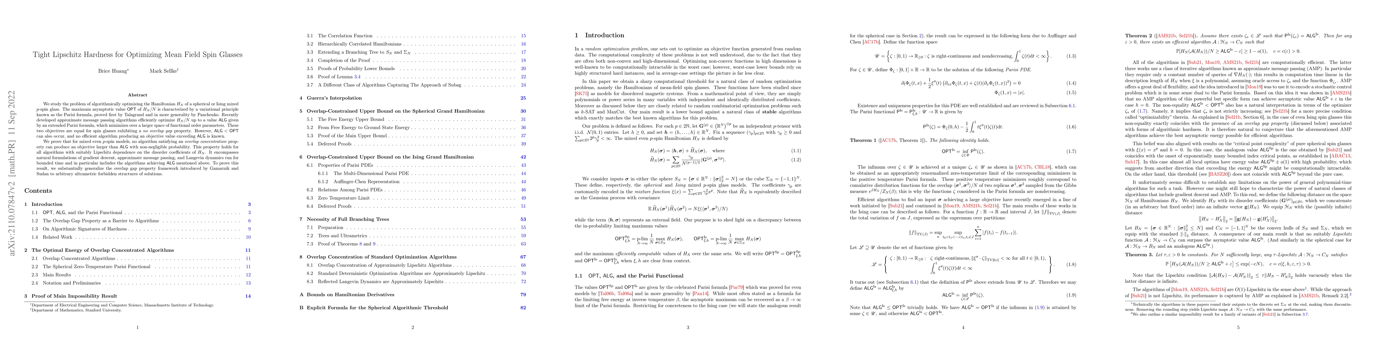 Thumbnail for Tight Lipschitz Hardness for Optimizing Mean Field Spin Glasses