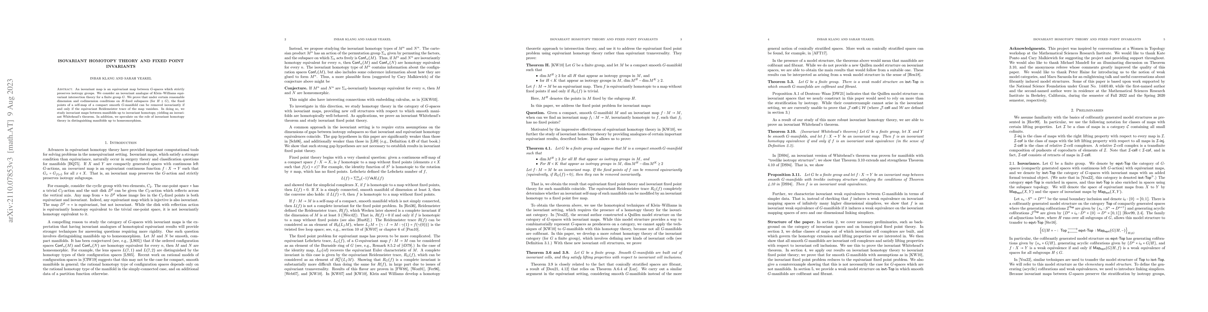 Thumbnail for Isovariant homotopy theory and fixed point invariants