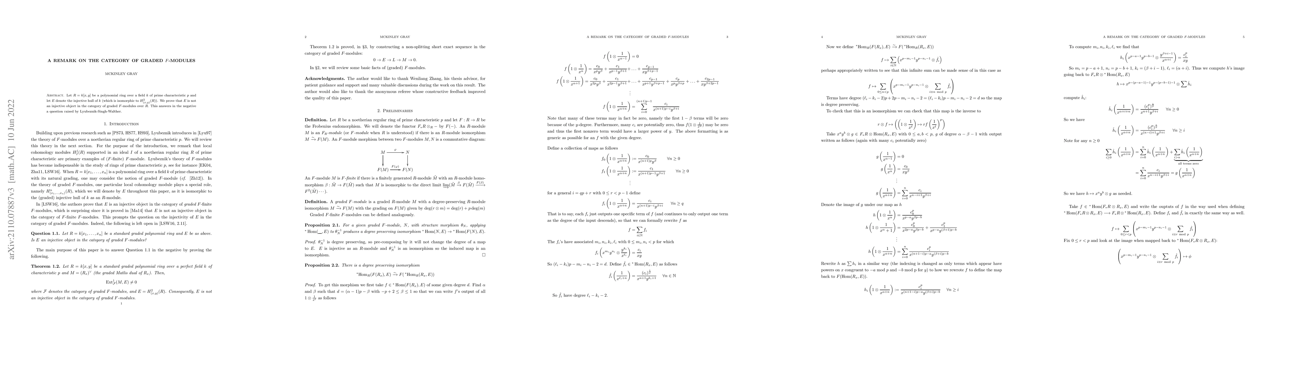 Thumbnail for A Remark on the Category of Graded F-Modules