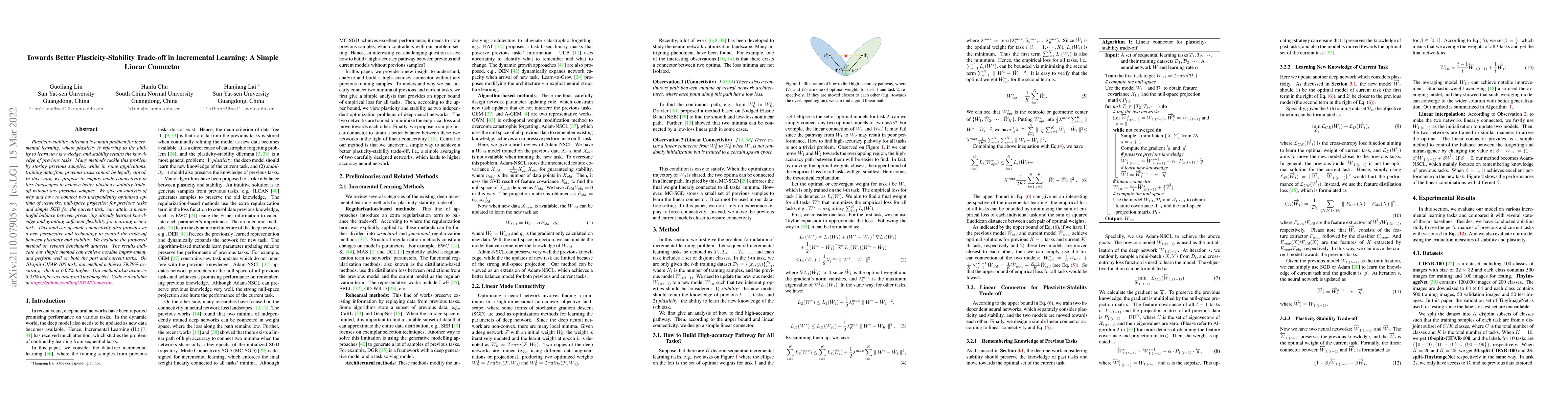 Thumbnail for Towards Better Plasticity-Stability Trade-off in Incremental Learning: A
  Simple Linear Connector
