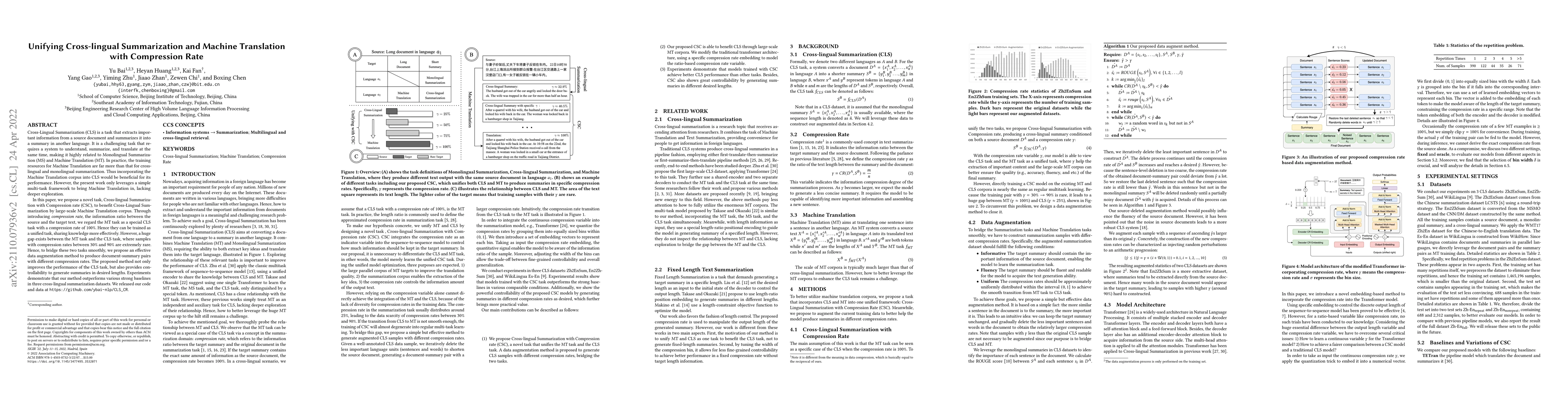 Thumbnail for Unifying Cross-lingual Summarization and Machine Translation with
  Compression Rate