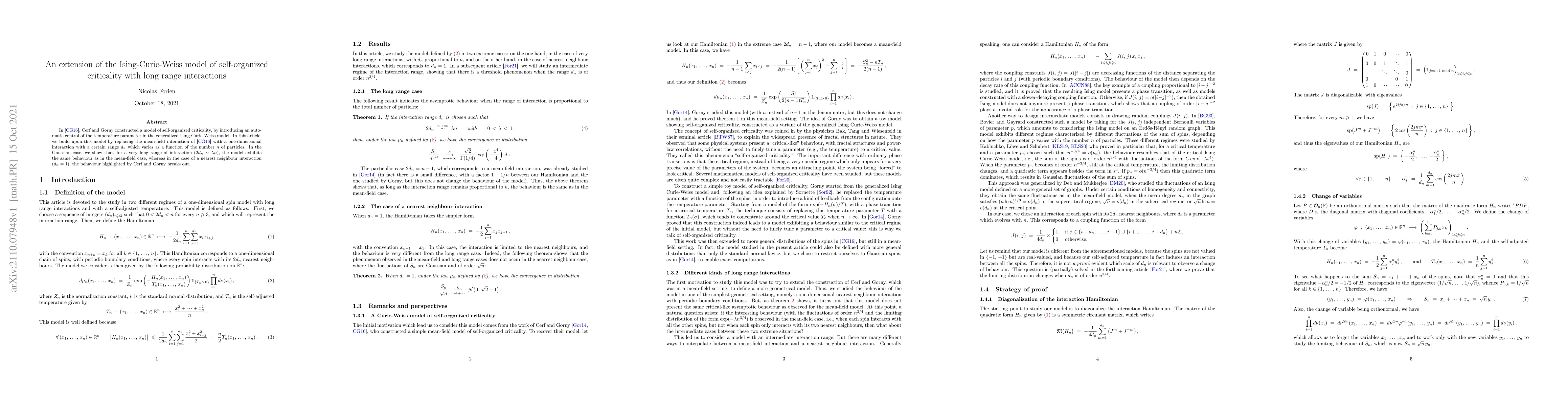 Thumbnail for An extension of the Ising-Curie-Weiss model of self-organized
  criticality with long range interactions