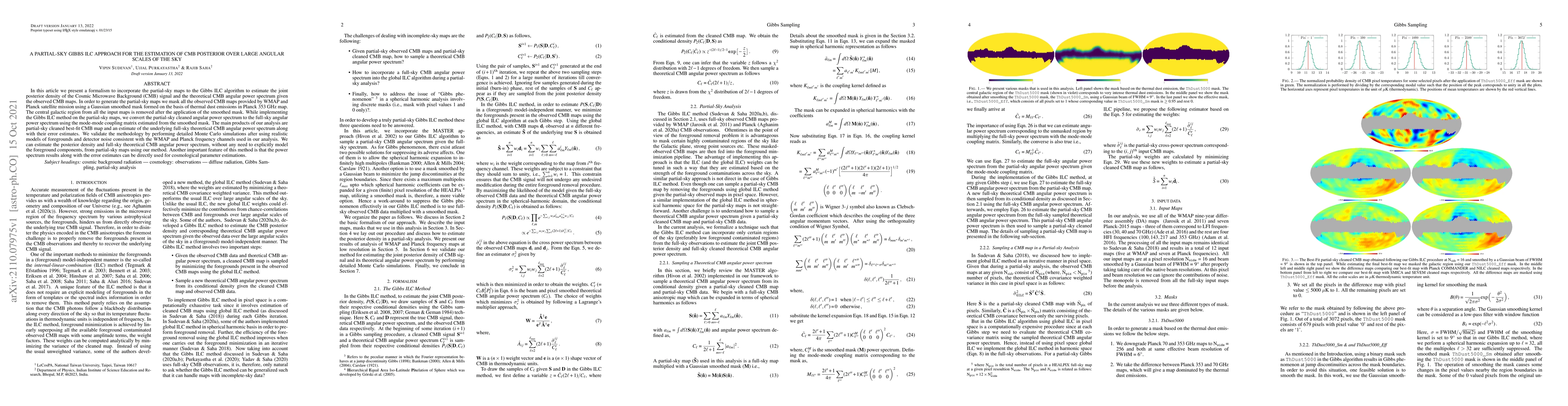 Thumbnail for A Partial-Sky Gibbs ILC Approach for the Estimation of CMB Posterior
  over Large Angular Scales of the Sky