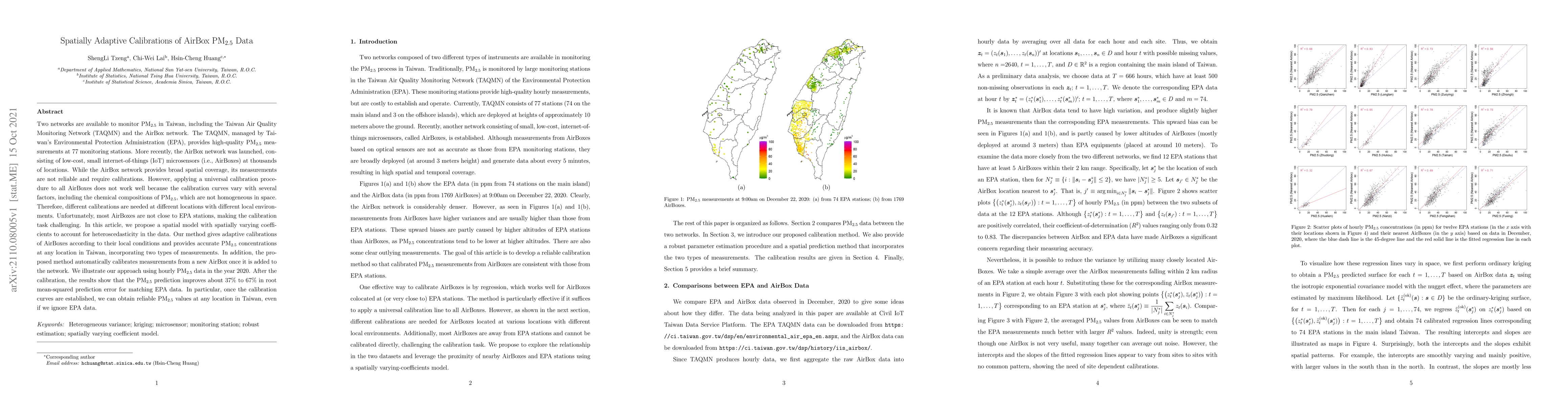 Thumbnail for Spatially Adaptive Calibrations of AirBox PM$_{2.5}$ Data