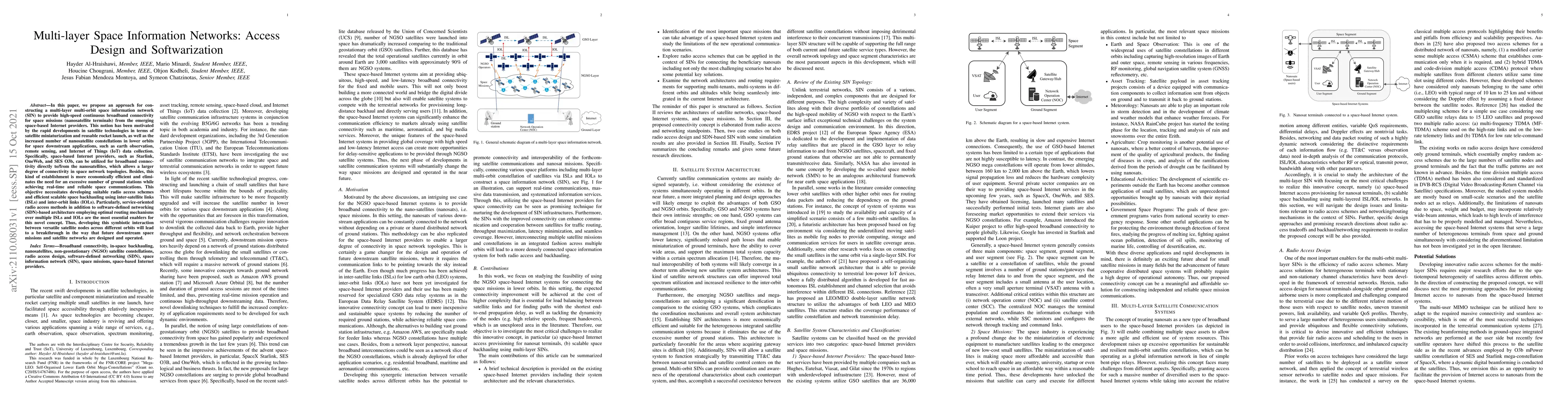 Thumbnail for Multi-layer Space Information Networks: Access Design and Softwarization