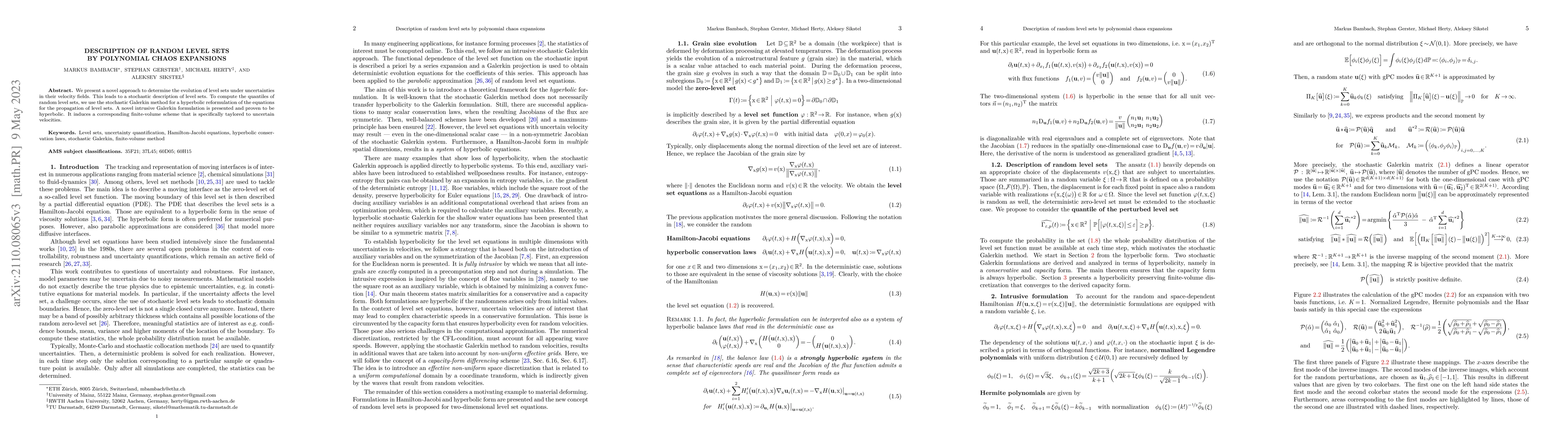Thumbnail for Description of random level sets by polynomial chaos expansions