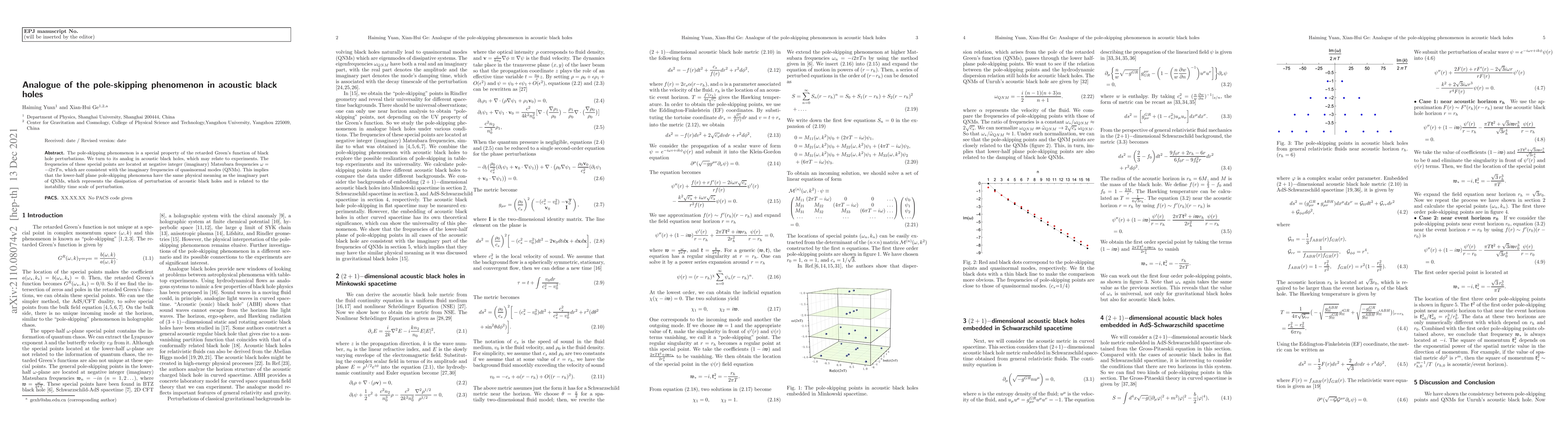 Thumbnail for Analogue of the pole-skipping phenomenon in acoustic black holes