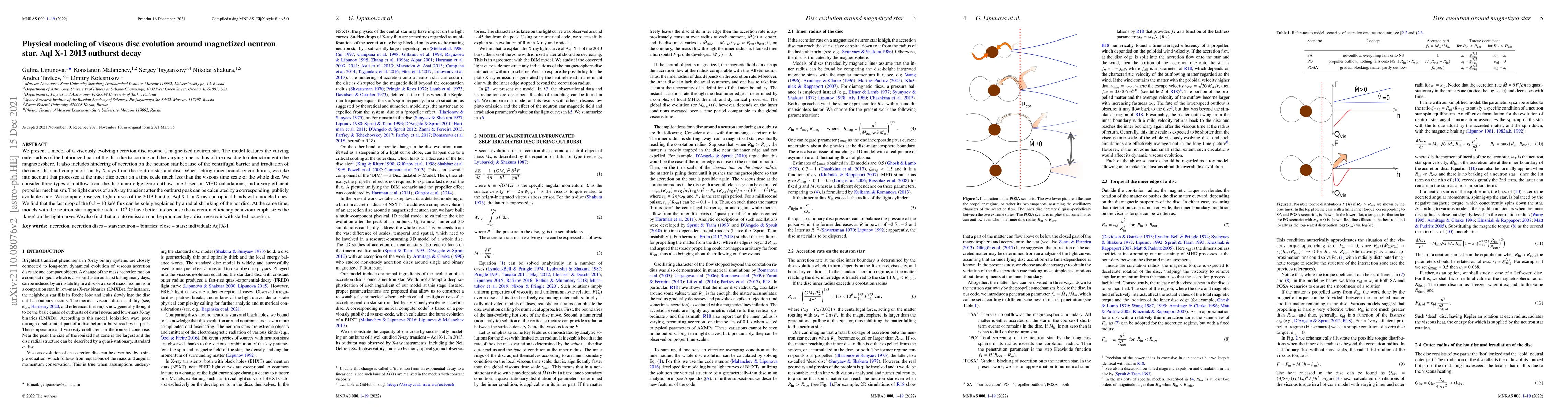 Thumbnail for Physical modeling of viscous disc evolution around magnetized neutron
  star. Aql X-1 2013 outburst decay