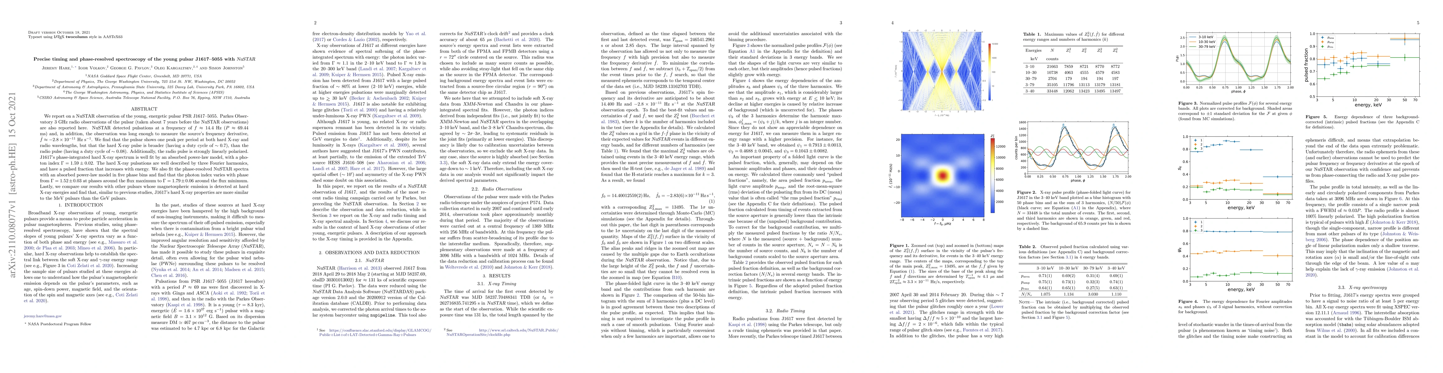 Thumbnail for Precise timing and phase-resolved spectroscopy of the young pulsar
  J1617-5055 with NuSTAR