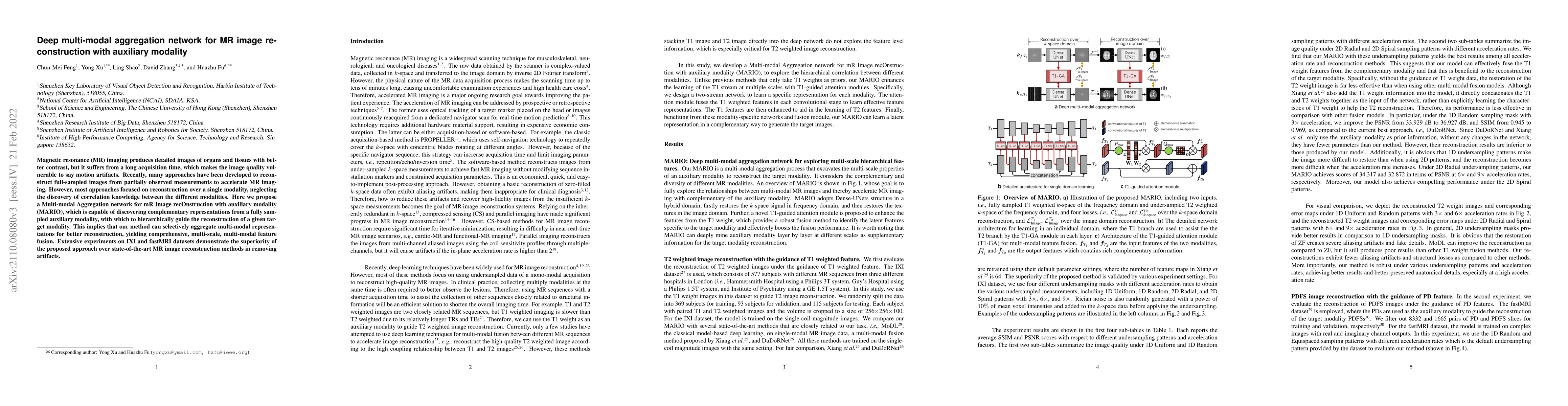 Thumbnail for Deep multi-modal aggregation network for MR image reconstruction with
  auxiliary modality