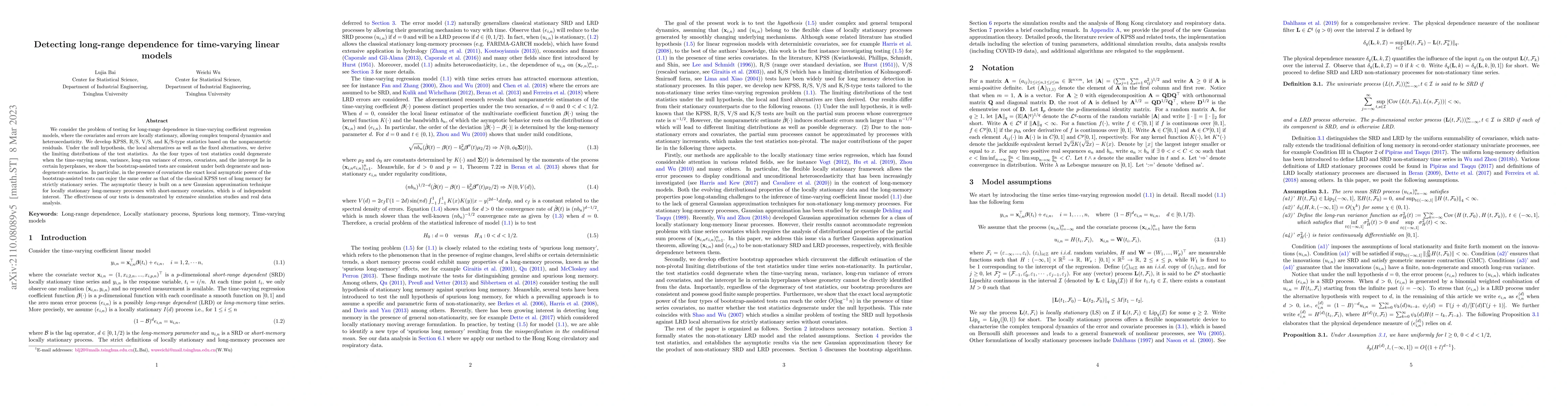 Thumbnail for Detecting long-range dependence for time-varying linear models