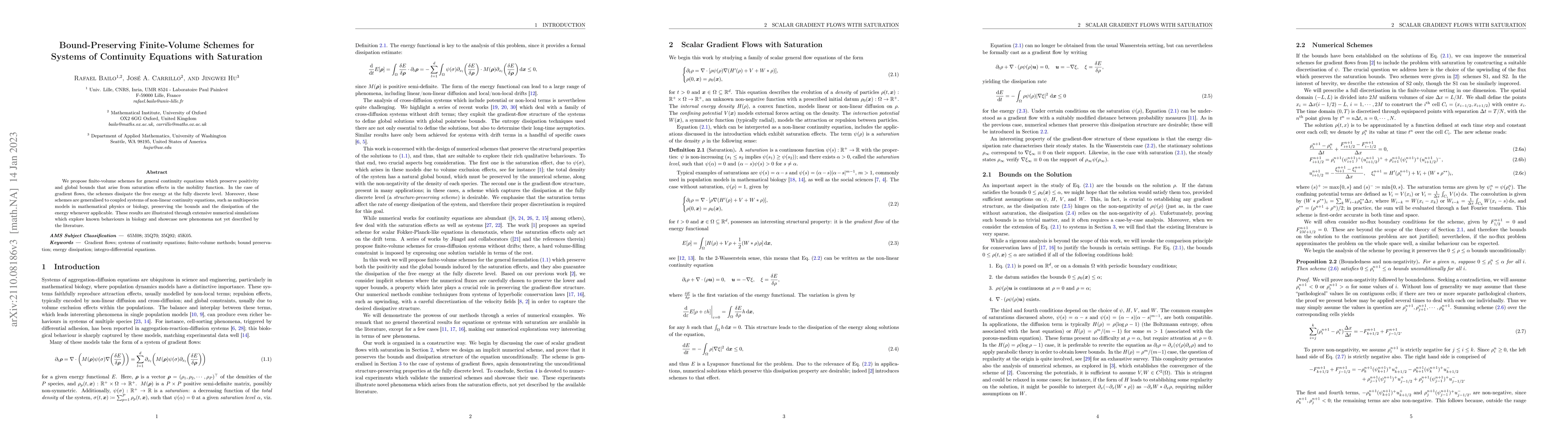 Thumbnail for Bound-Preserving Finite-Volume Schemes for Systems of Continuity
  Equations with Saturation
