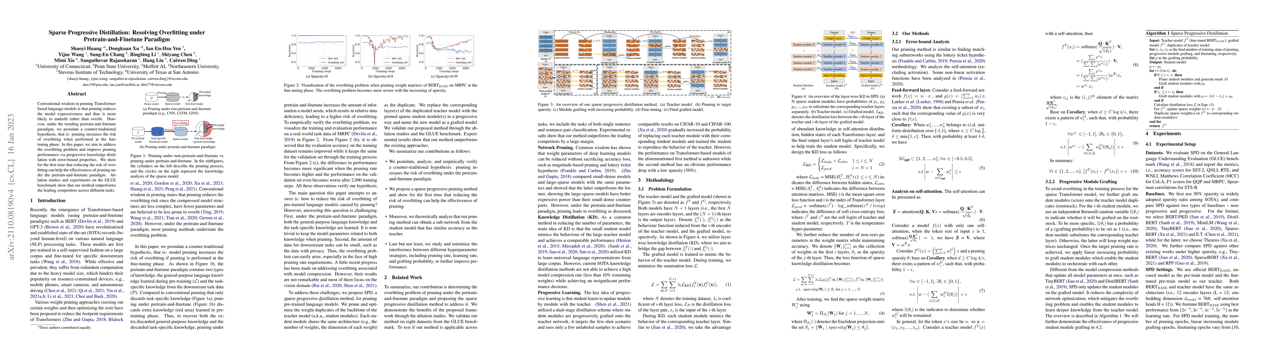 Thumbnail for Sparse Progressive Distillation: Resolving Overfitting under
  Pretrain-and-Finetune Paradigm