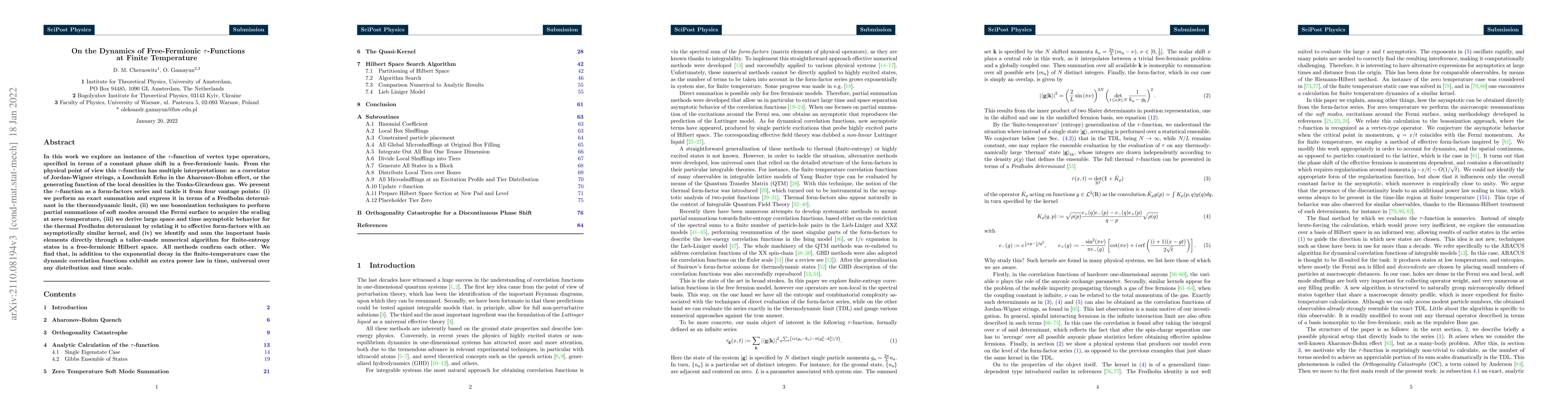 Thumbnail for On the Dynamics of Free-Fermionic Tau-Functions at Finite Temperature