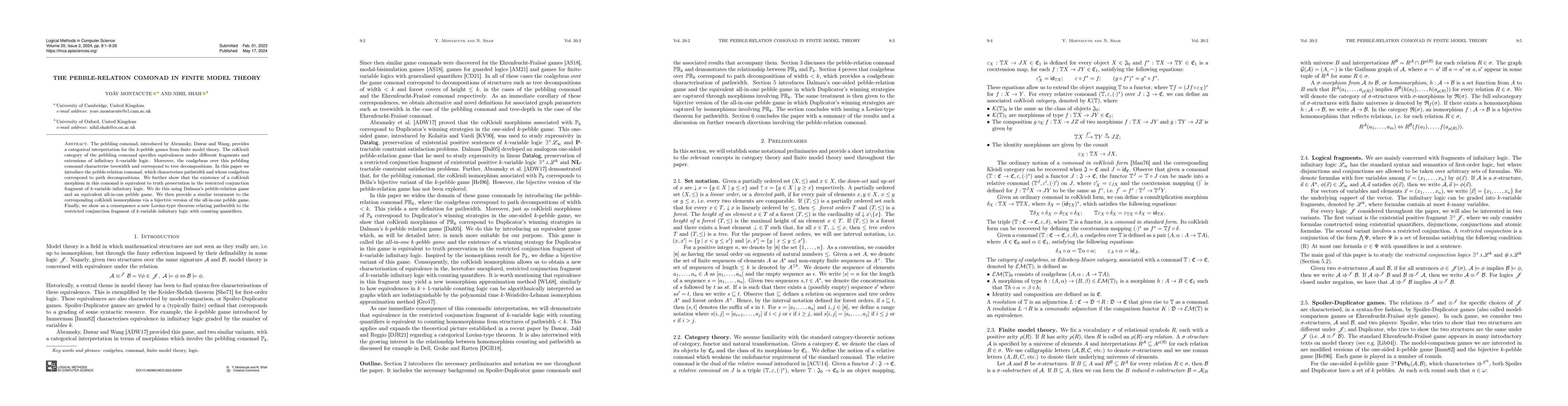 Thumbnail for The Pebble-Relation Comonad in Finite Model Theory