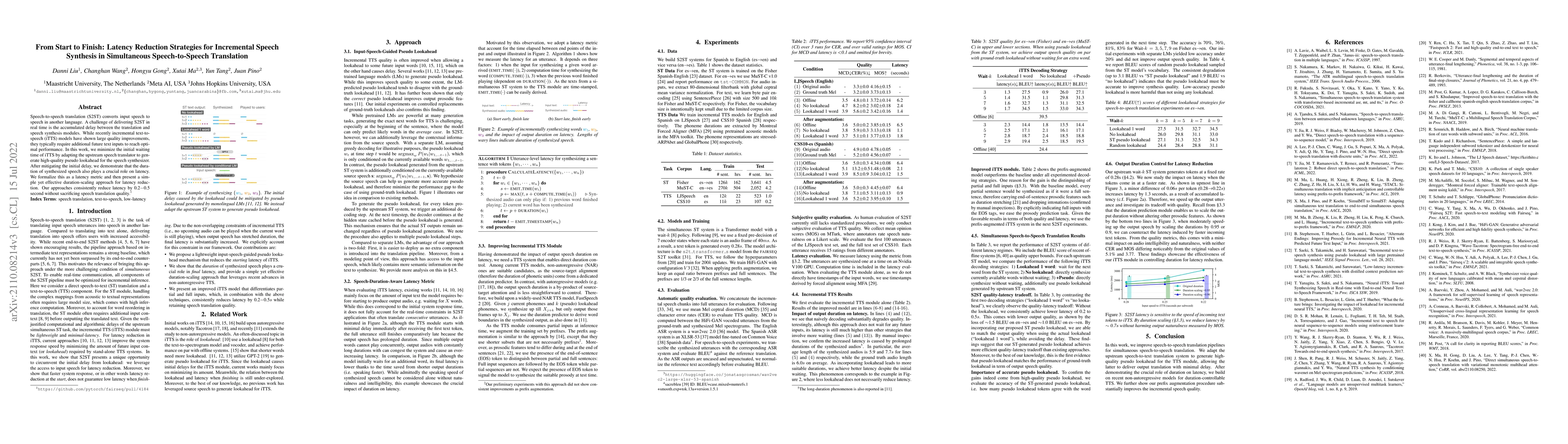 Thumbnail for From Start to Finish: Latency Reduction Strategies for Incremental
  Speech Synthesis in Simultaneous Speech-to-Speech Translation