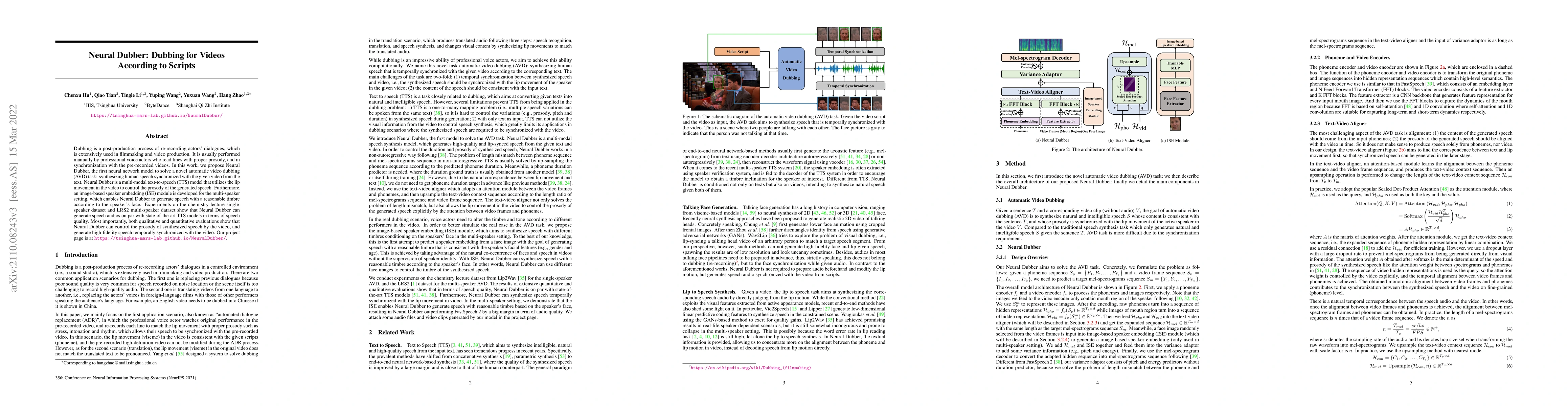 Thumbnail for Neural Dubber: Dubbing for Videos According to Scripts