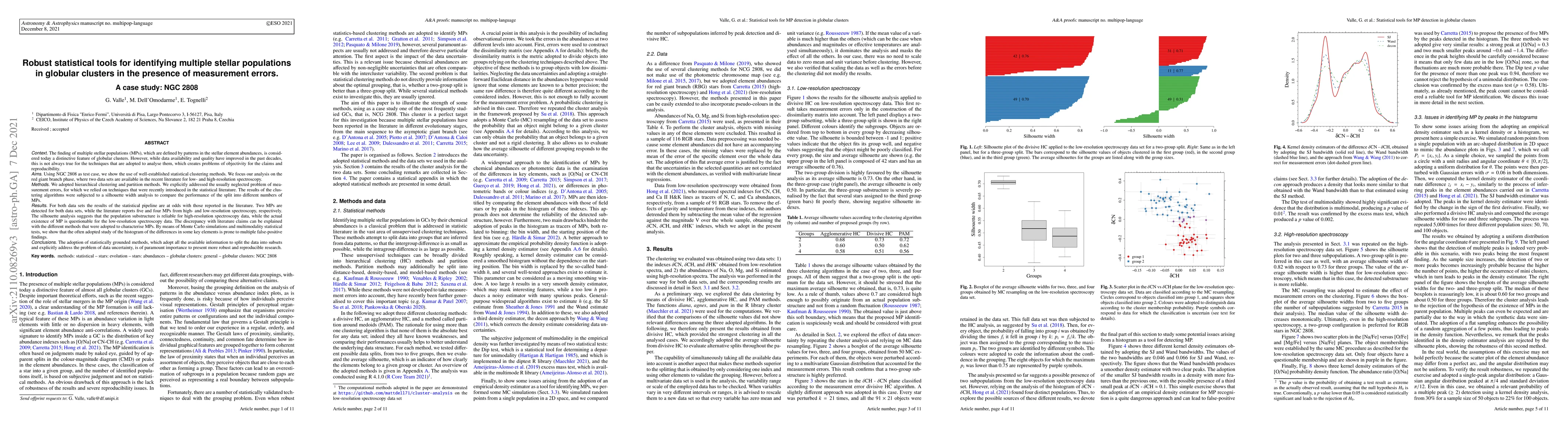 Thumbnail for Robust statistical tools for identifying multiple stellar populations in
  globular clusters in the presence of measurement errors. A case study: NGC
  2808