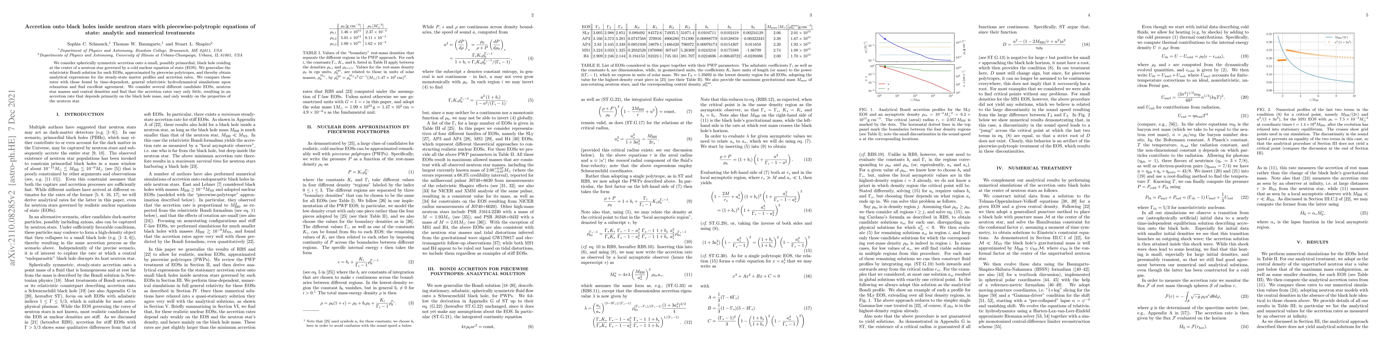 Thumbnail for Accretion onto black holes inside neutron stars with
  piecewise-polytropic equations of state: analytic and numerical treatments