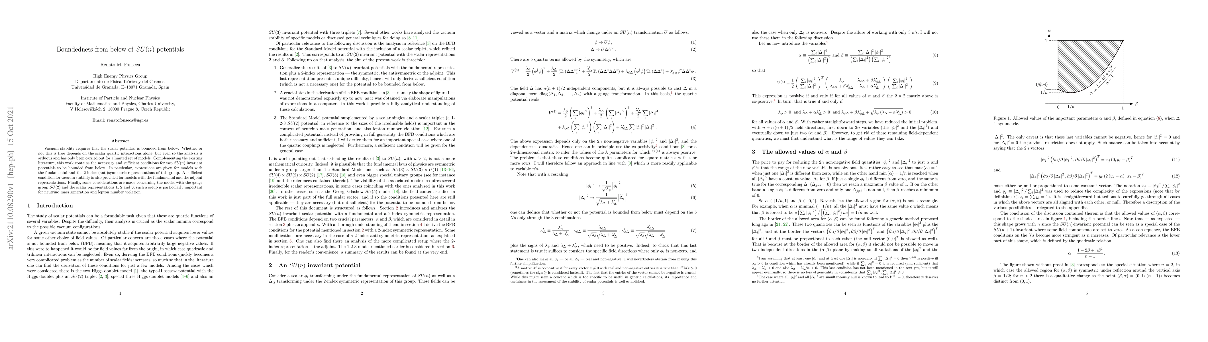 Thumbnail for Boundedness from below of SU(n) potentials