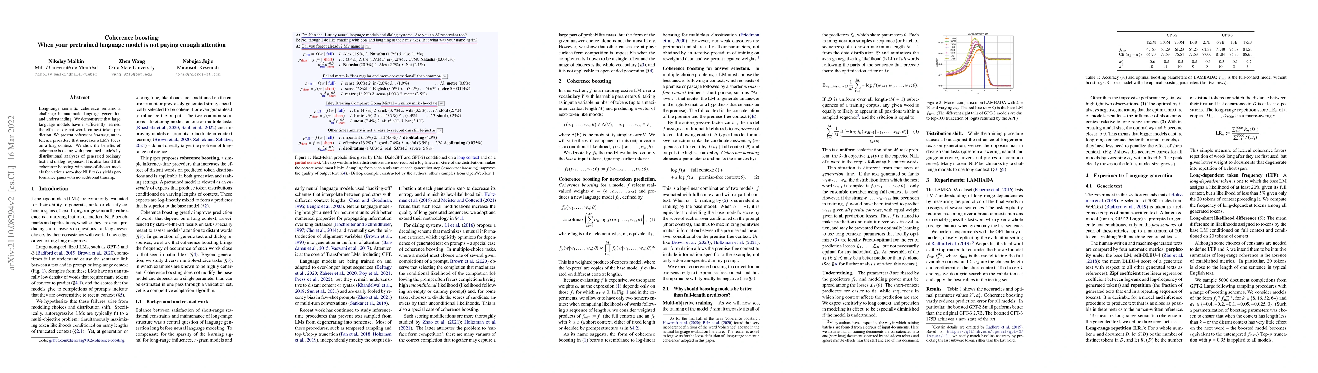 Thumbnail for Coherence boosting: When your pretrained language model is not paying
  enough attention