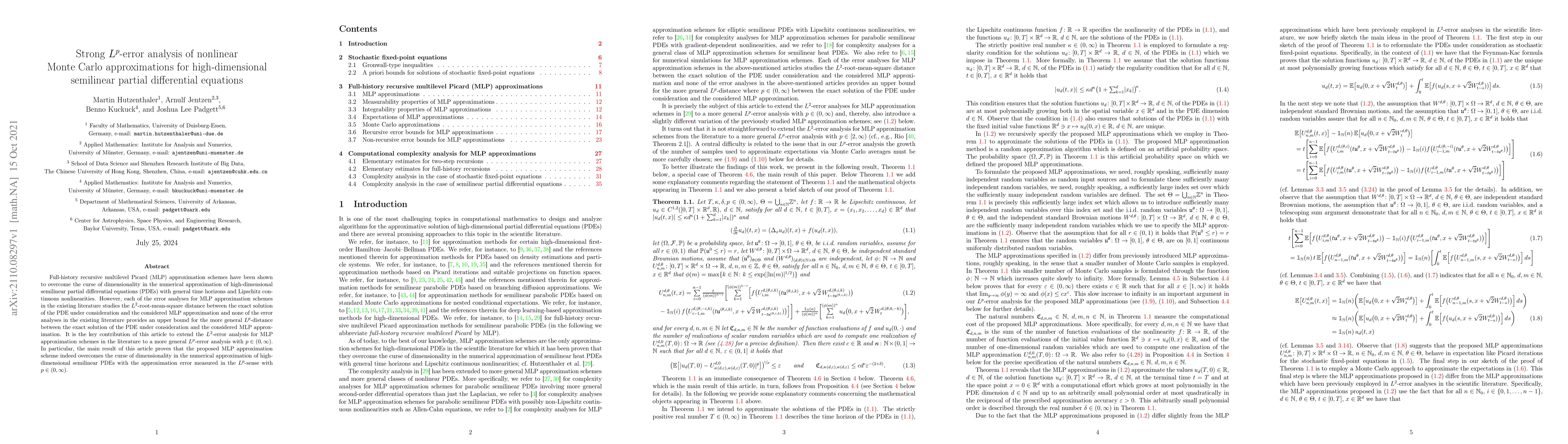 Thumbnail for Strong $L^p$-error analysis of nonlinear Monte Carlo approximations for
  high-dimensional semilinear partial differential equations
