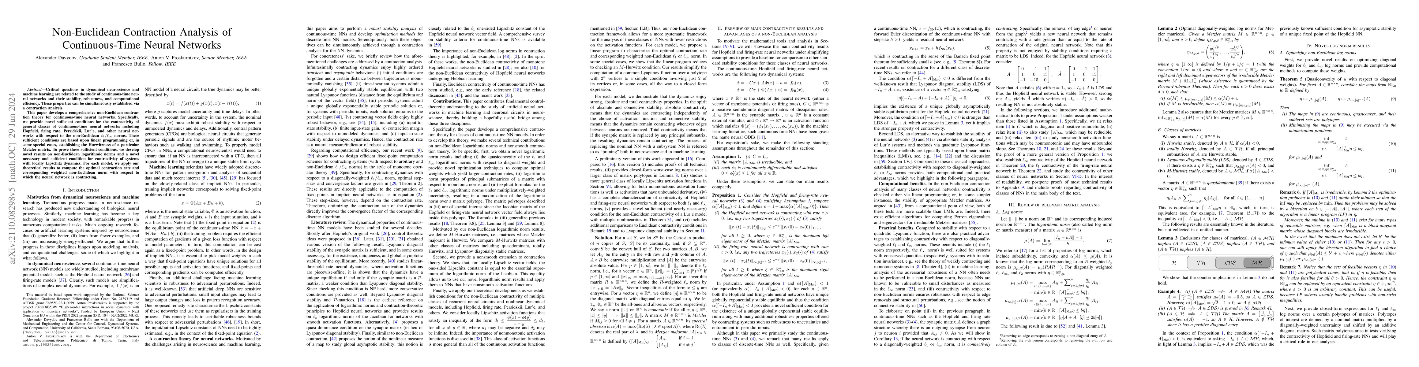 Thumbnail for Non-Euclidean Contraction Analysis of Continuous-Time Neural Networks