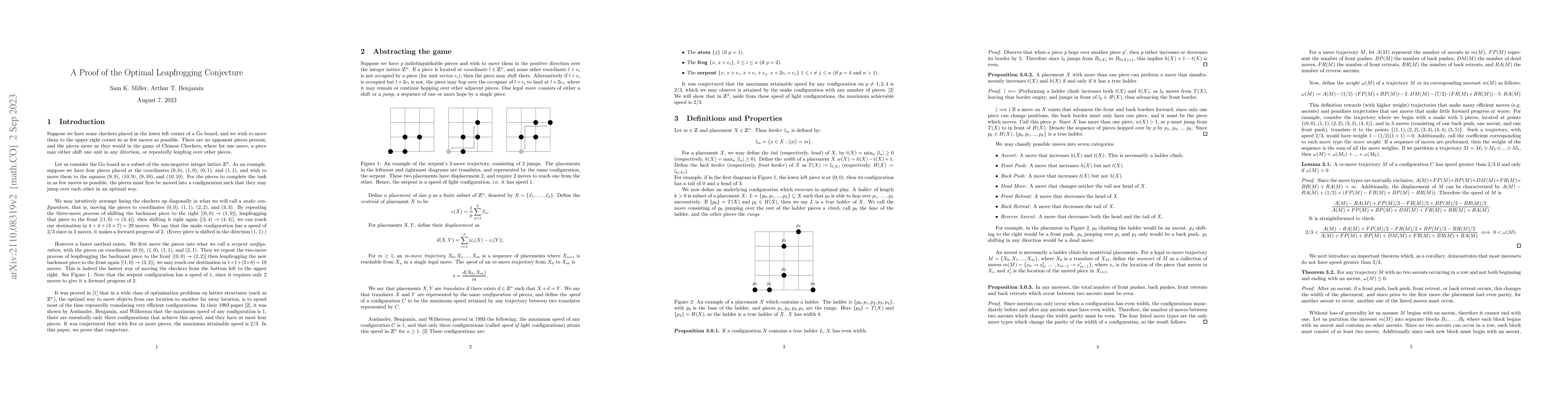 Thumbnail for A Proof of the Optimal Leapfrogging Conjecture