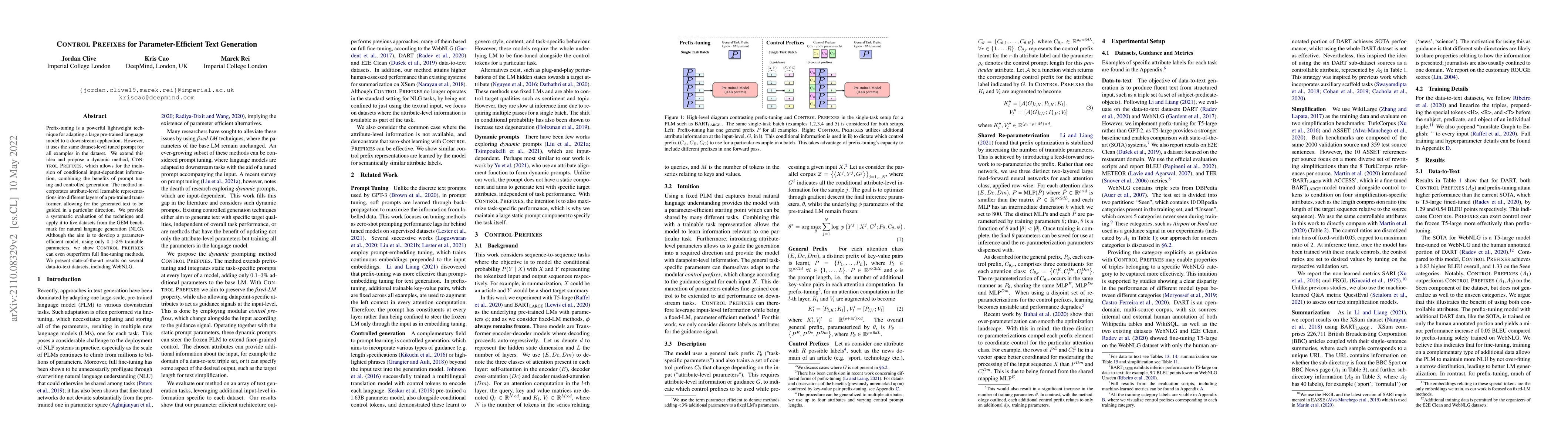 Thumbnail for Control Prefixes for Parameter-Efficient Text Generation