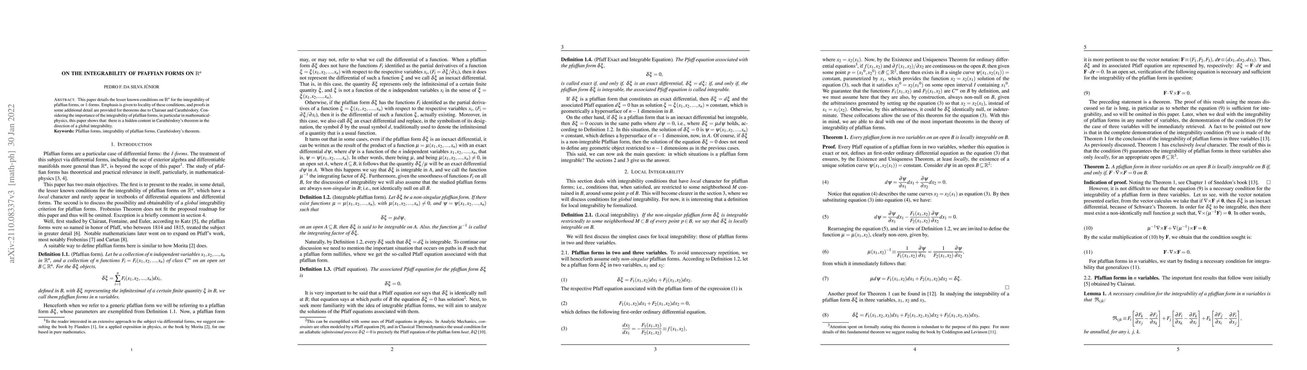 Thumbnail for On the Integrability of Pfaffian Forms on ${\mathbb R}^{n}$