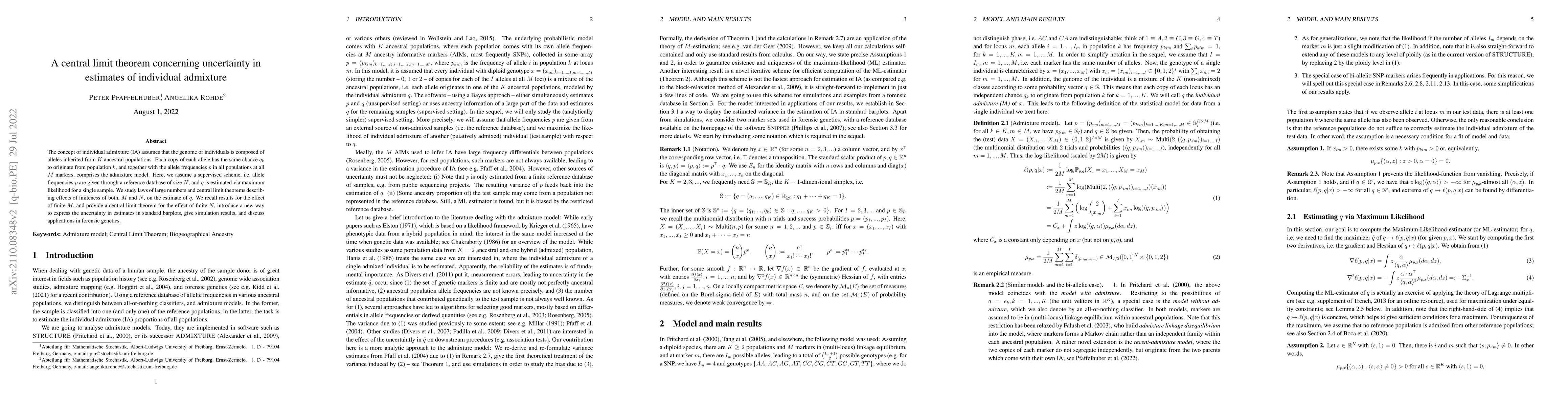 Thumbnail for A central limit theorem concerning uncertainty in estimates of
  individual admixture