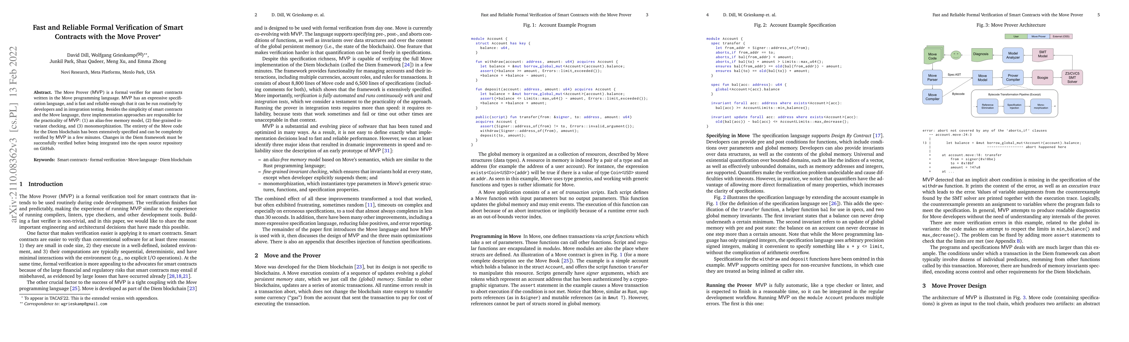Thumbnail for Fast and Reliable Formal Verification of Smart Contracts with the Move
  Prover