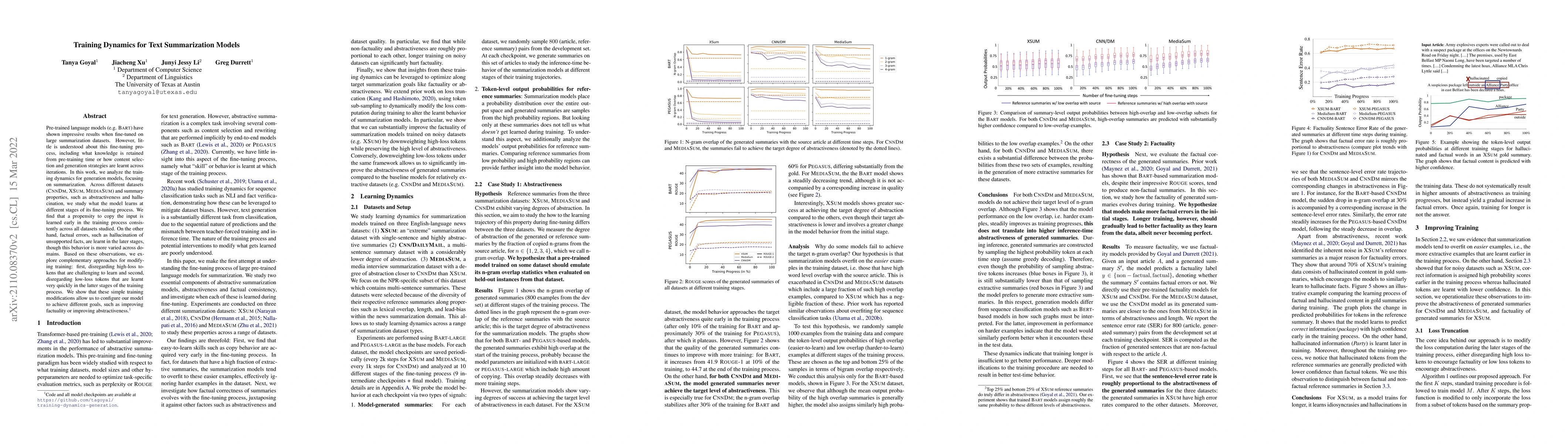 Thumbnail for Training Dynamics for Text Summarization Models