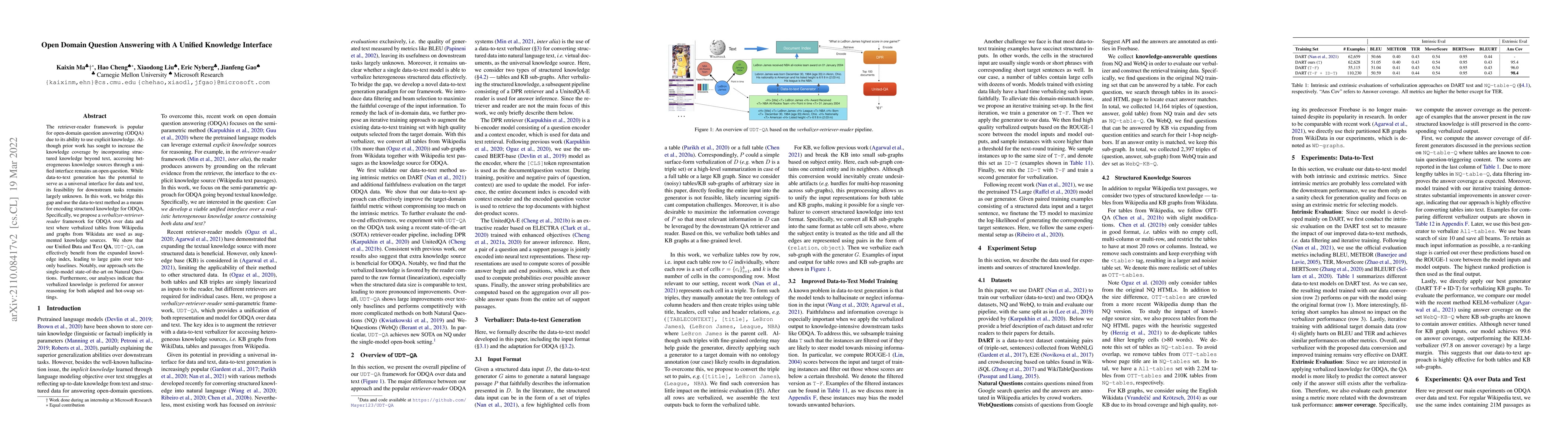 Thumbnail for Open Domain Question Answering with A Unified Knowledge Interface