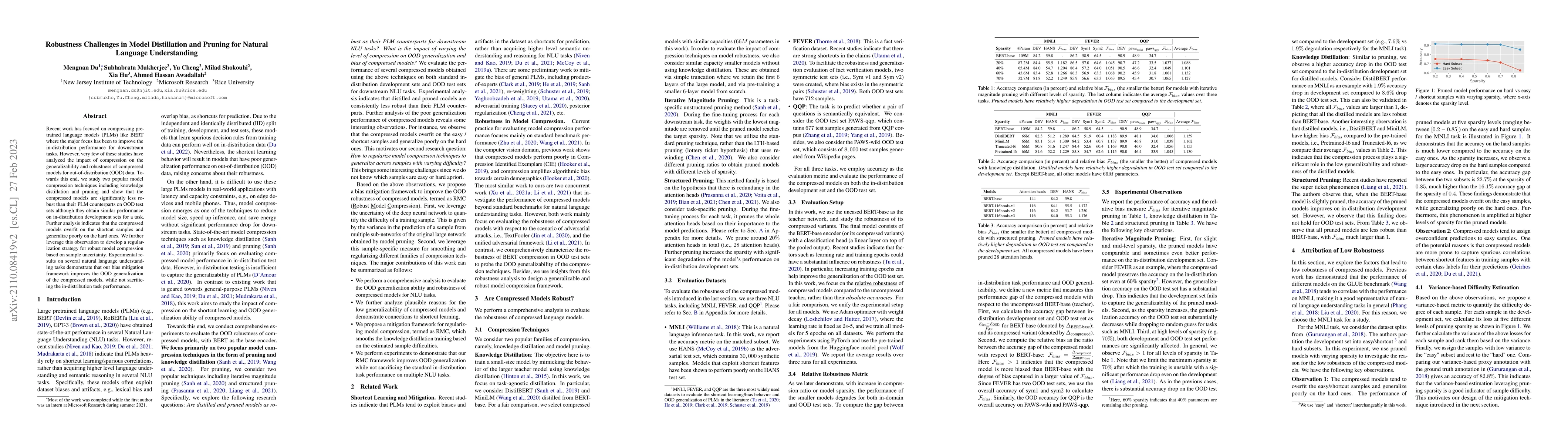 Thumbnail for Robustness Challenges in Model Distillation and Pruning for Natural
  Language Understanding