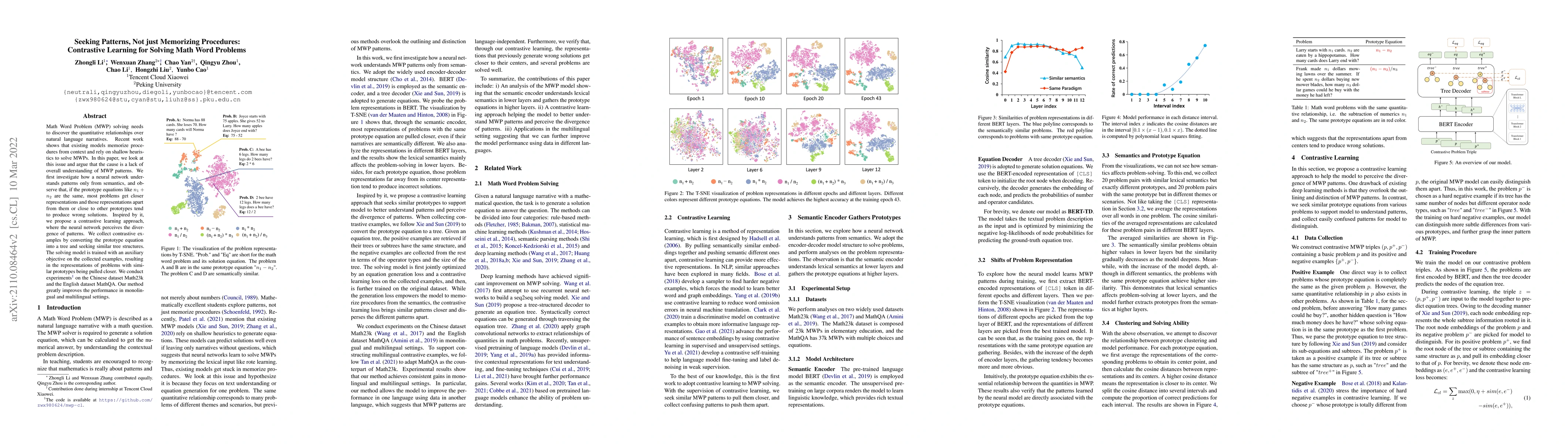 Thumbnail for Seeking Patterns, Not just Memorizing Procedures: Contrastive Learning
  for Solving Math Word Problems