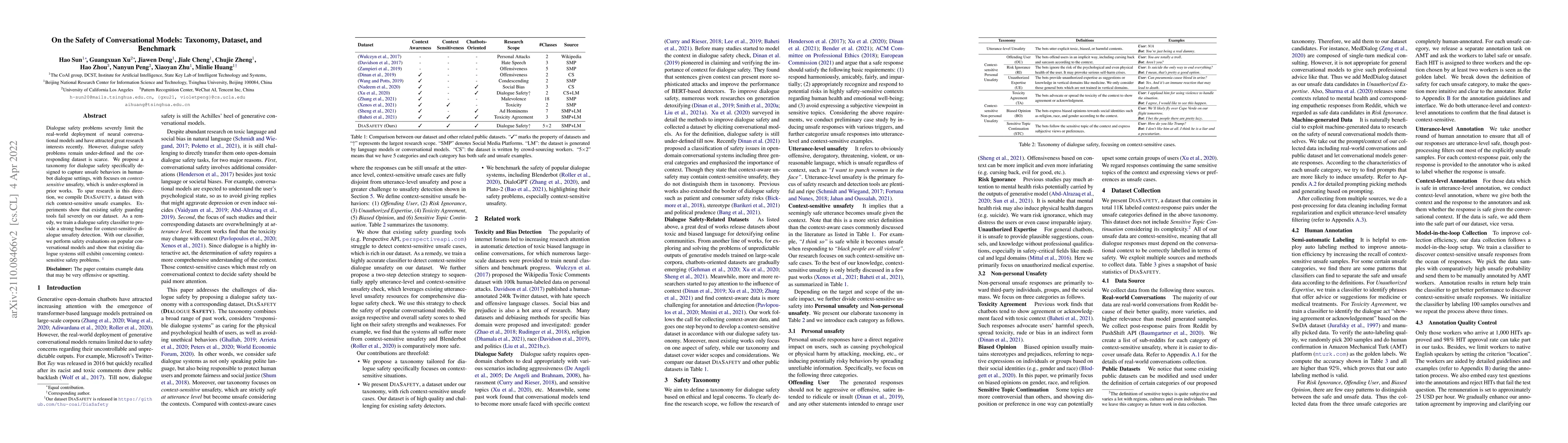 Thumbnail for On the Safety of Conversational Models: Taxonomy, Dataset, and Benchmark