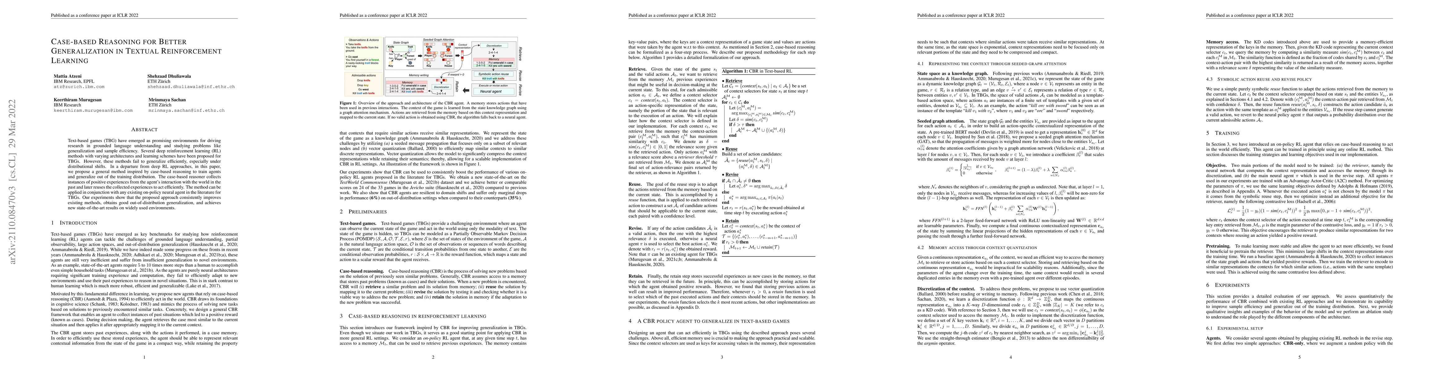 Thumbnail for Case-based Reasoning for Better Generalization in Textual Reinforcement
  Learning