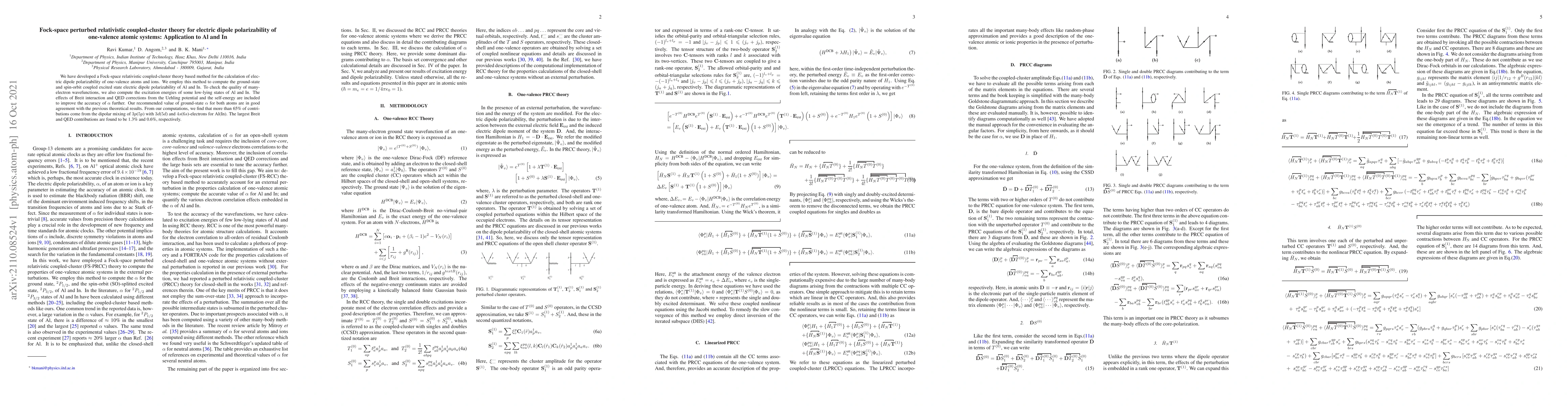Thumbnail for Fock-space perturbed relativistic coupled-cluster theory for electric
  dipole polarizability of one-valence atomic systems: Application to Al and In