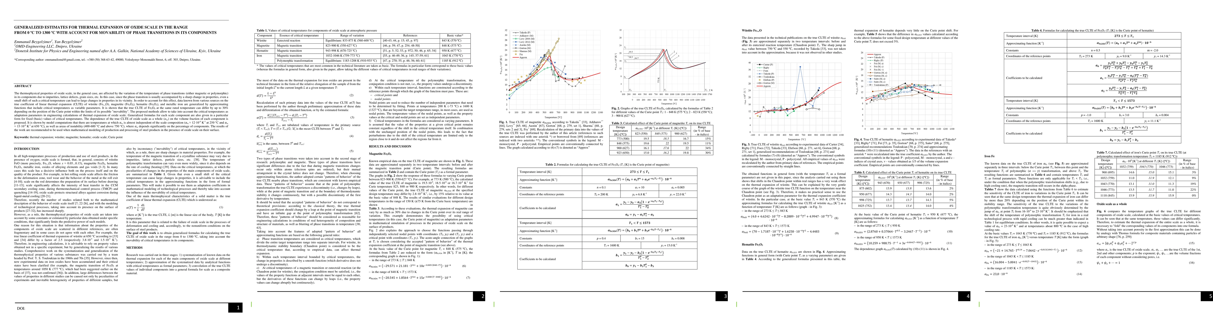 Thumbnail for Generalized estimates for thermal expansion of oxide scale in the range
  from 0C to 1300C with account for movability of phase transitions in its
  components