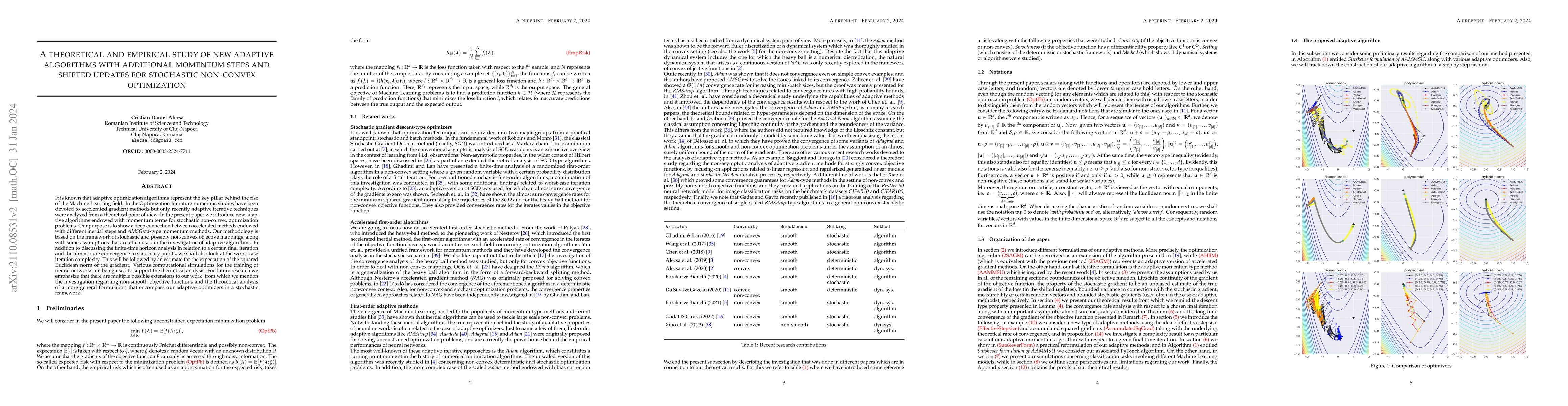 Thumbnail for A theoretical and empirical study of new adaptive algorithms with
  additional momentum steps and shifted updates for stochastic non-convex
  optimization
