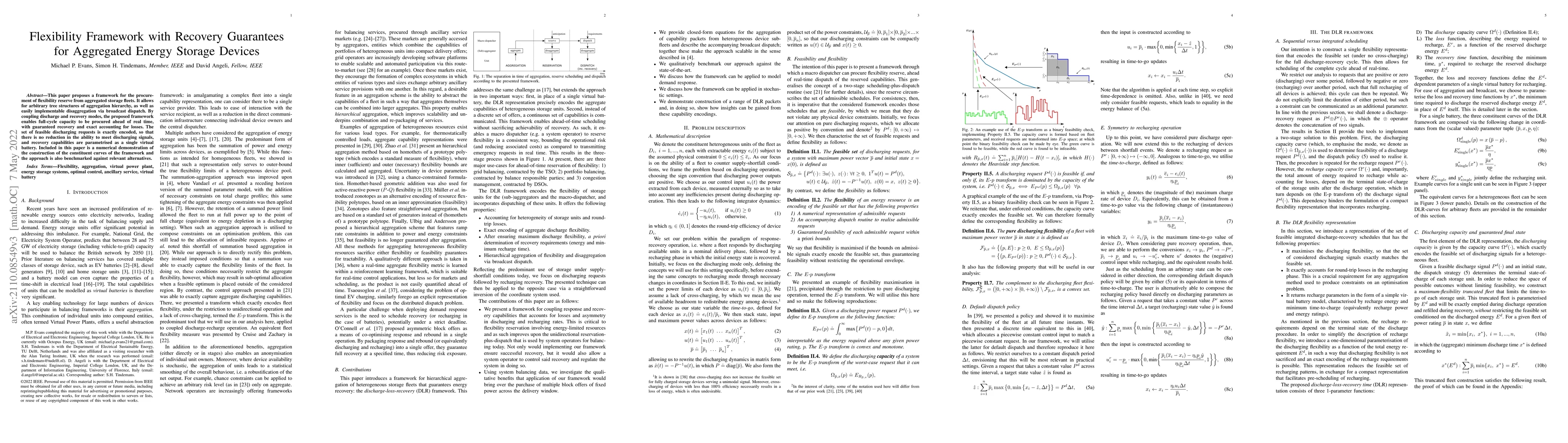 Thumbnail for Flexibility Framework with Recovery Guarantees for Aggregated Energy
  Storage Devices