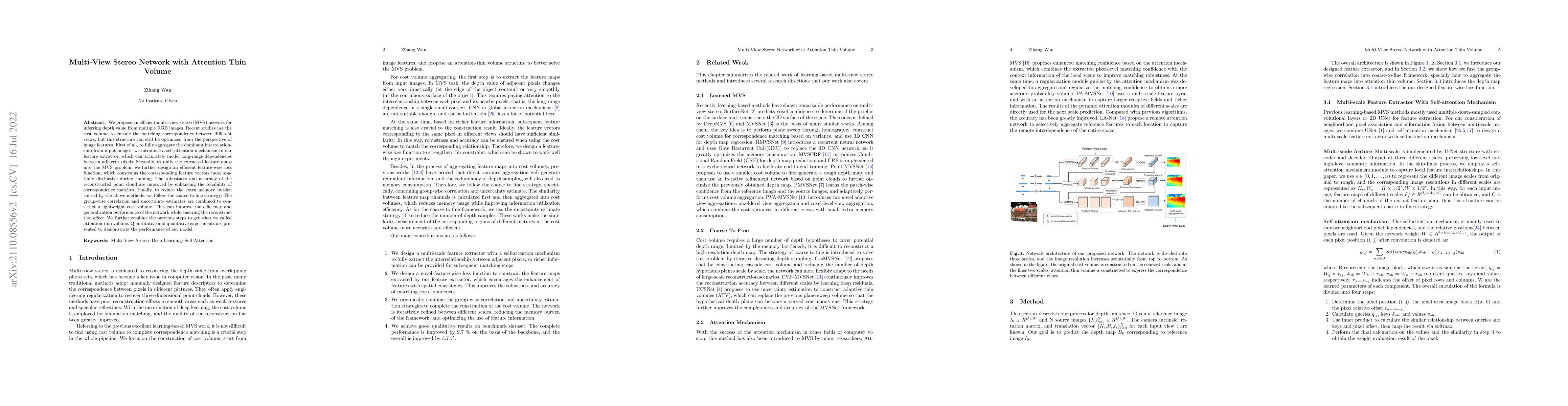 Thumbnail for Multi-View Stereo Network with attention thin volume