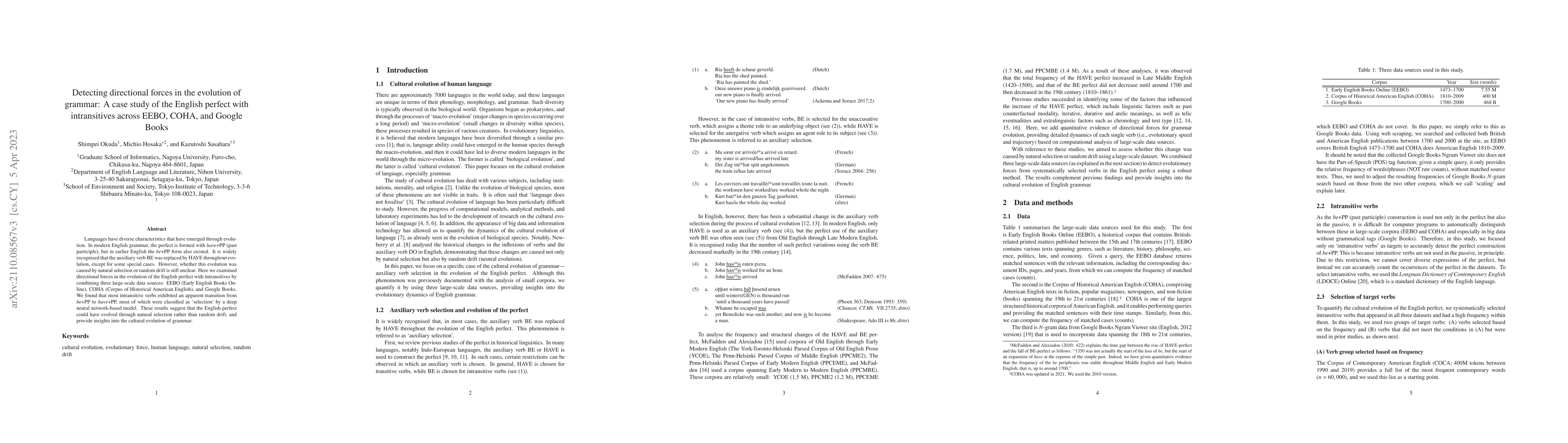Thumbnail for Detecting directional forces in the evolution of grammar: A case study
  of the English perfect with intransitives across EEBO, COHA, and Google Books