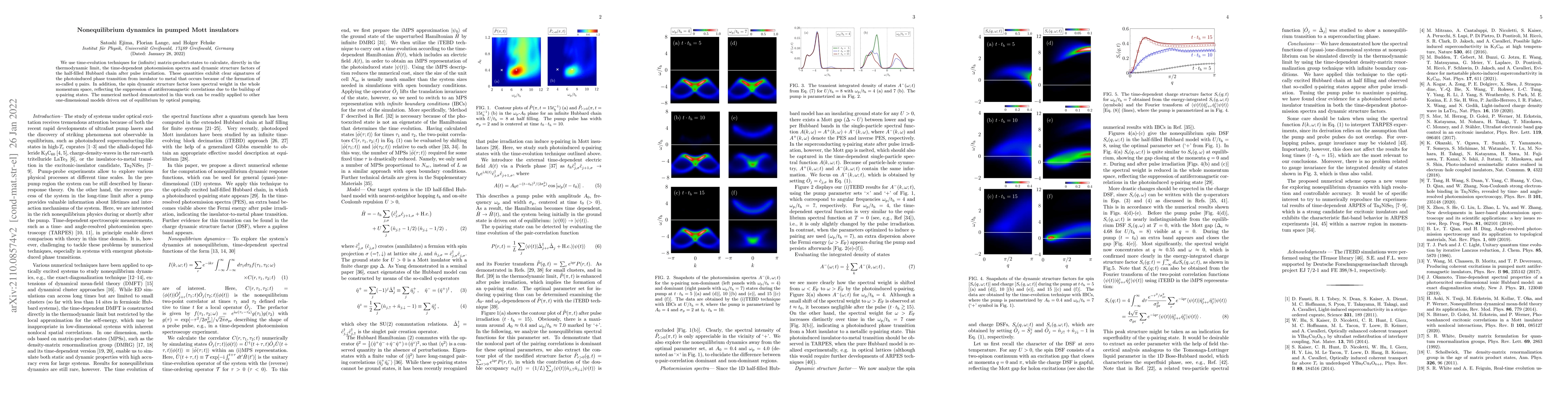 Thumbnail for Nonequilibrium dynamics in pumped Mott insulators