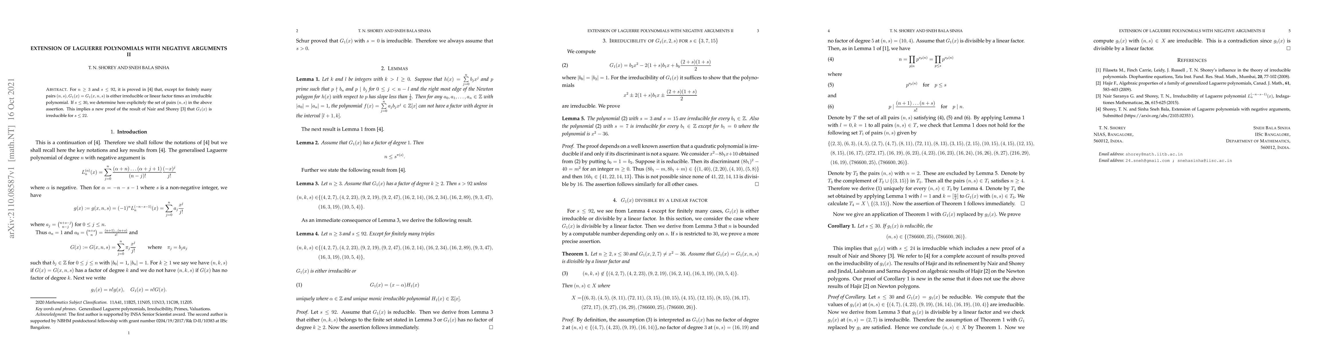 Thumbnail for Extension of Laguerre polynomials with negative arguments II