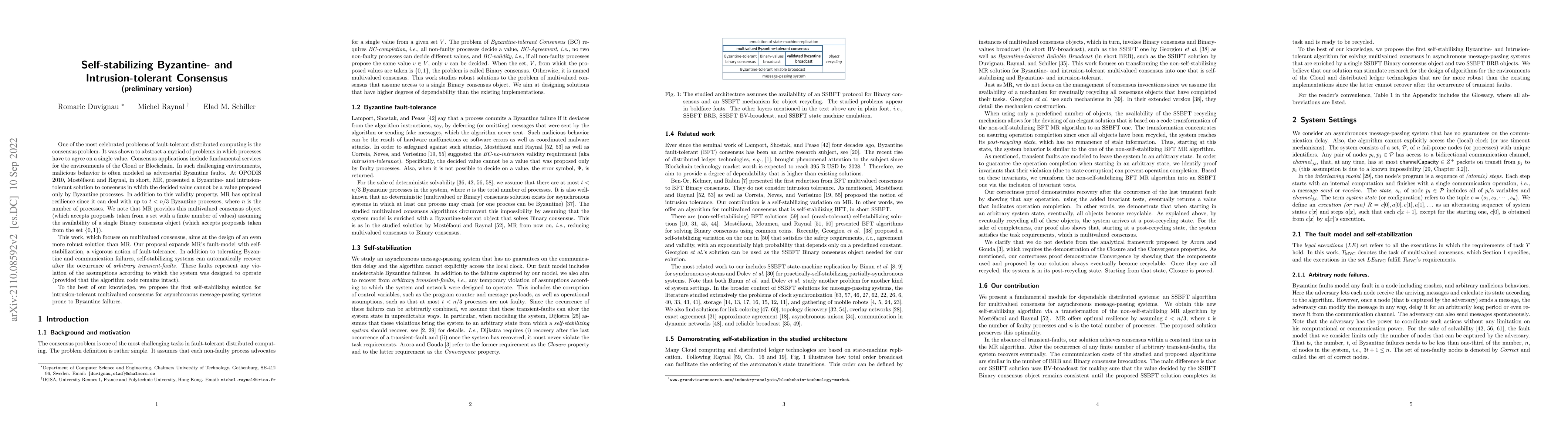 Thumbnail for Self-stabilizing Byzantine- and Intrusion-tolerant Consensus
