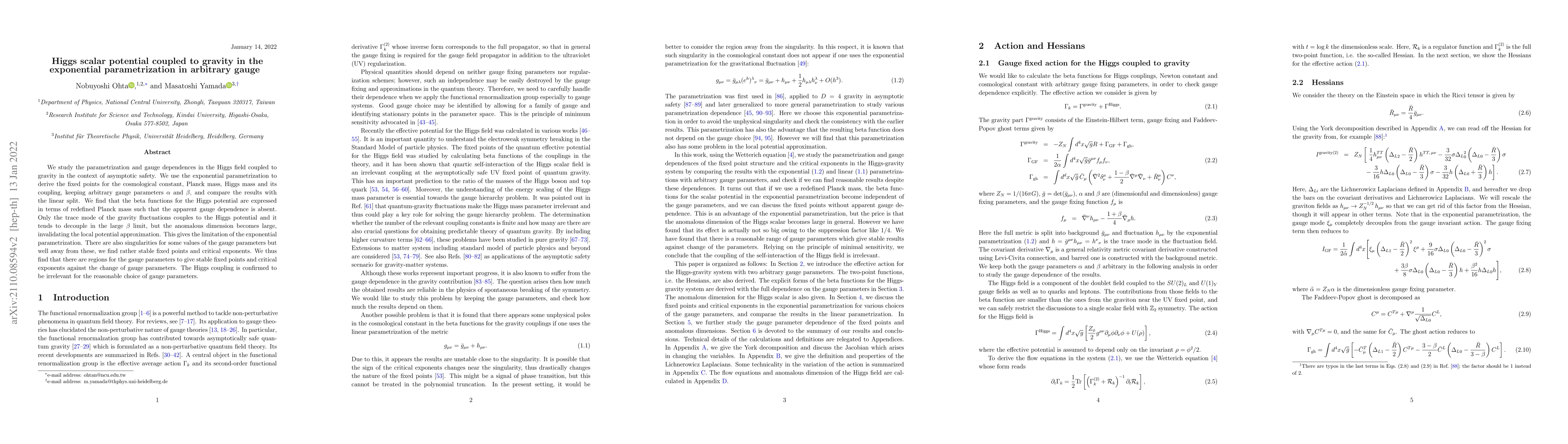 Thumbnail for Higgs scalar potential coupled to gravity in the exponential
  parametrization in arbitrary gauge