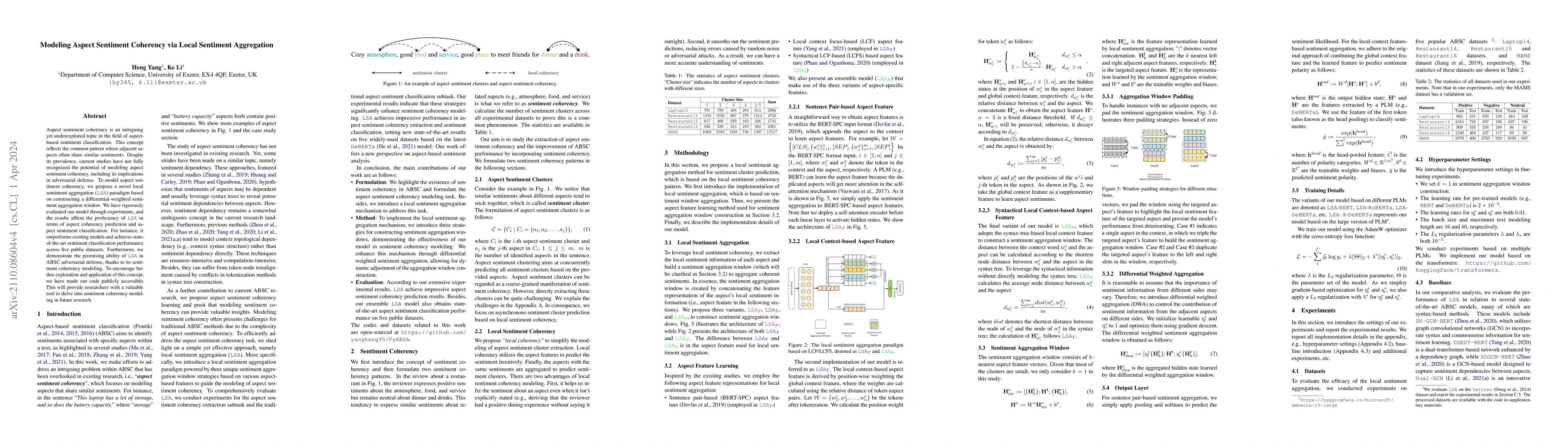 Thumbnail for LSA: Modeling Aspect Sentiment Coherency via Local Sentiment Aggregation