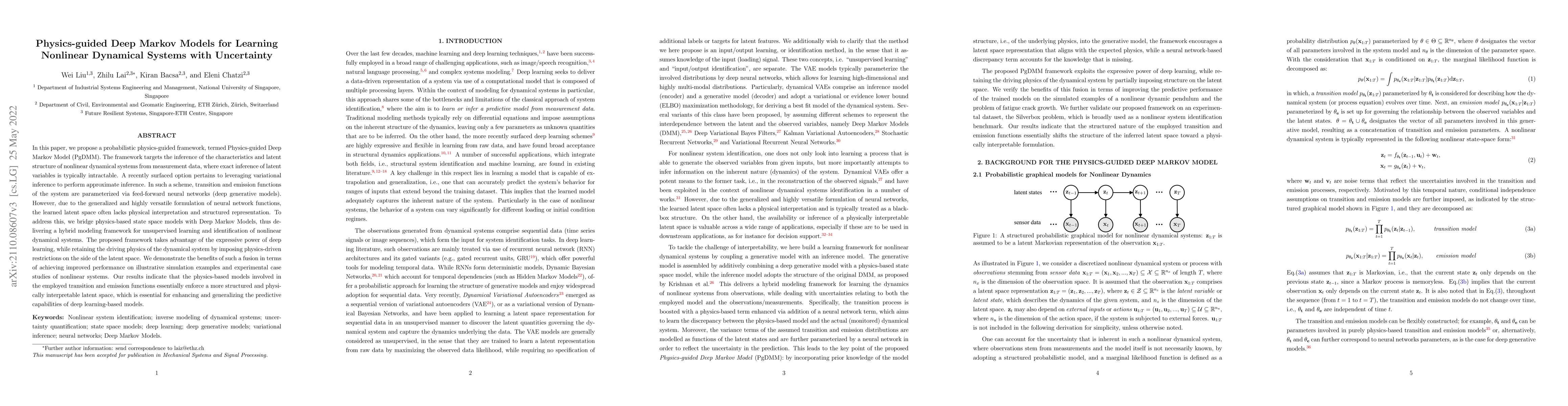 Thumbnail for Physics-guided Deep Markov Models for Learning Nonlinear Dynamical
  Systems with Uncertainty
